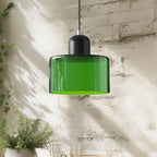 Lampa stołowa ze szklanego kolorowego klosza – geometryczny design