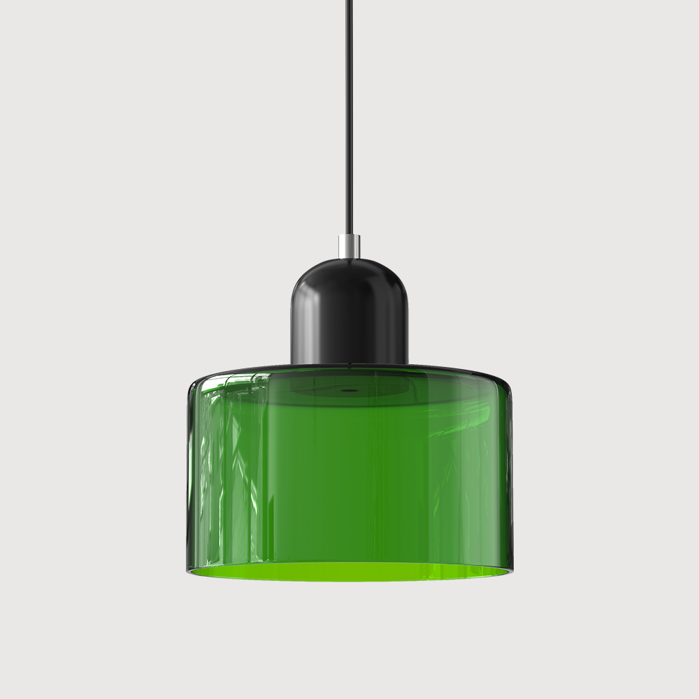 Lampa stołowa ze szklanego kolorowego klosza – geometryczny design