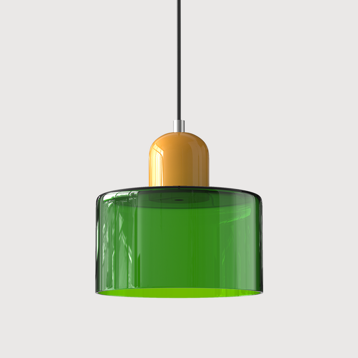 Lampa stołowa ze szklanego kolorowego klosza – geometryczny design