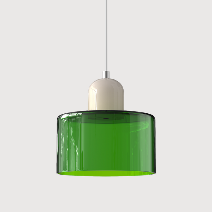 Lampa stołowa ze szklanego kolorowego klosza – geometryczny design