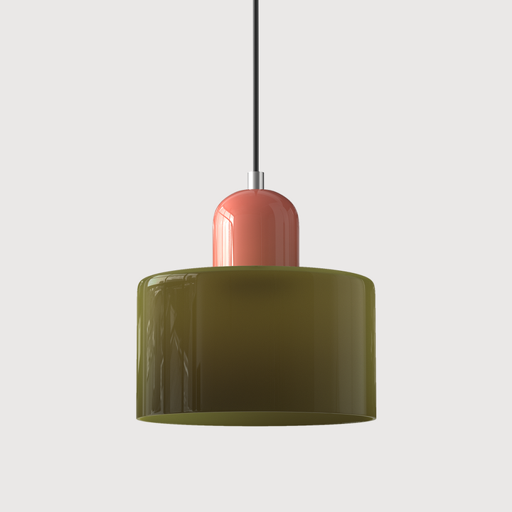 Lampa stołowa ze szklanego kolorowego klosza – geometryczny design