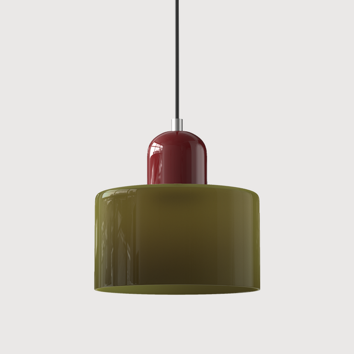 Lampa stołowa ze szklanego kolorowego klosza – geometryczny design