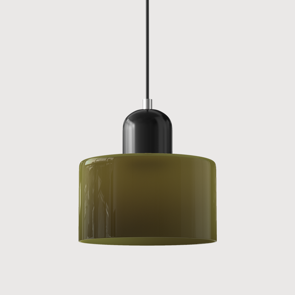 Lampa stołowa ze szklanego kolorowego klosza – geometryczny design