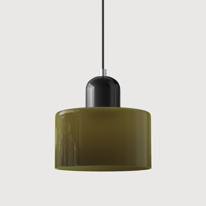 Lampa stołowa ze szklanego kolorowego klosza – geometryczny design