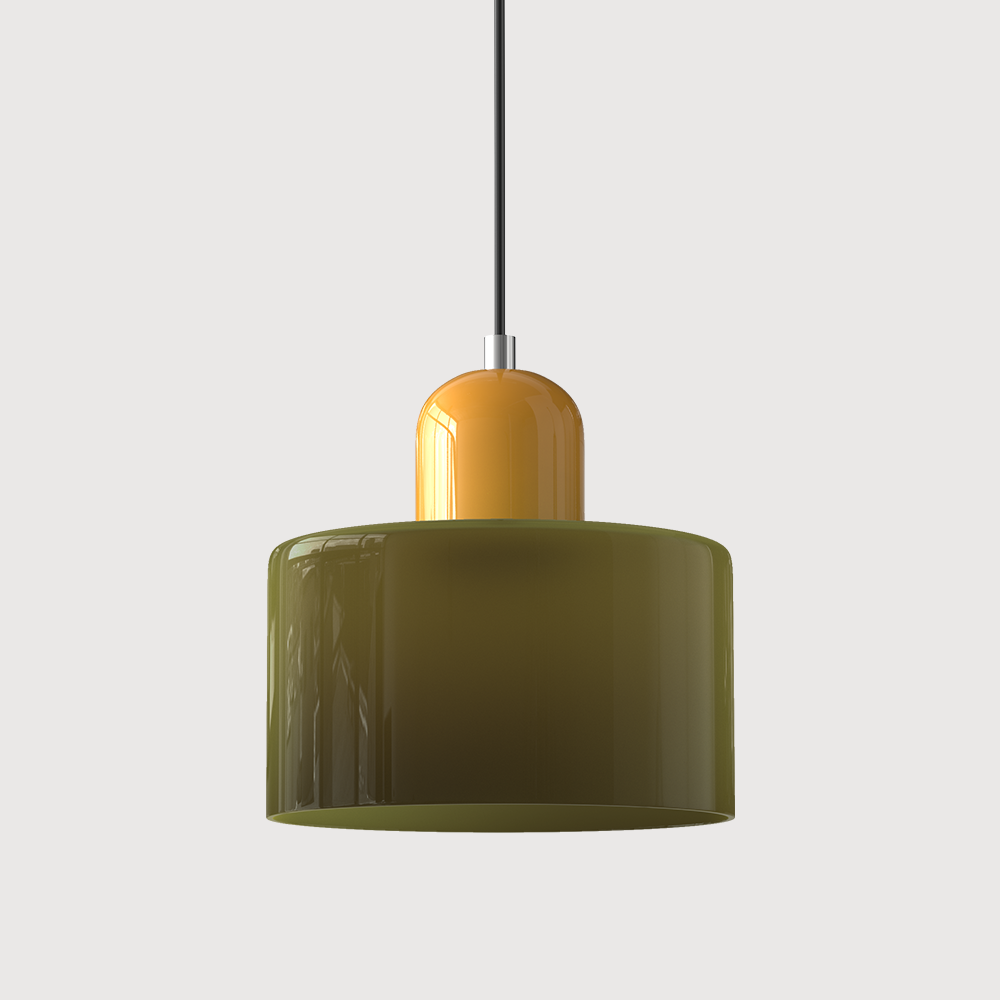 Lampa stołowa ze szklanego kolorowego klosza – geometryczny design