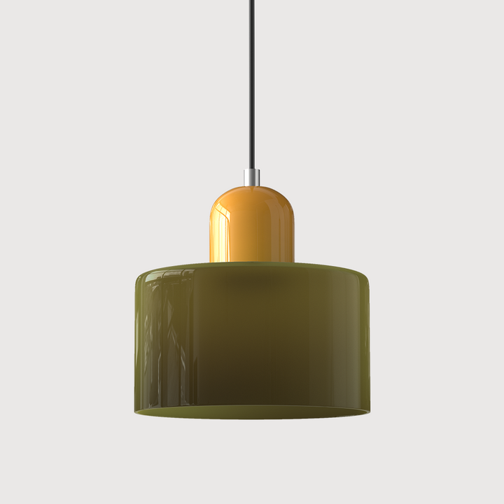 Lampa stołowa ze szklanego kolorowego klosza – geometryczny design