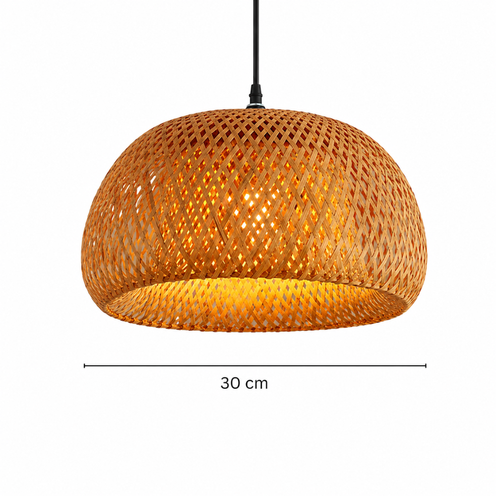 Ręcznie tkana bambusowa lampa wisząca w kształcie kopuły