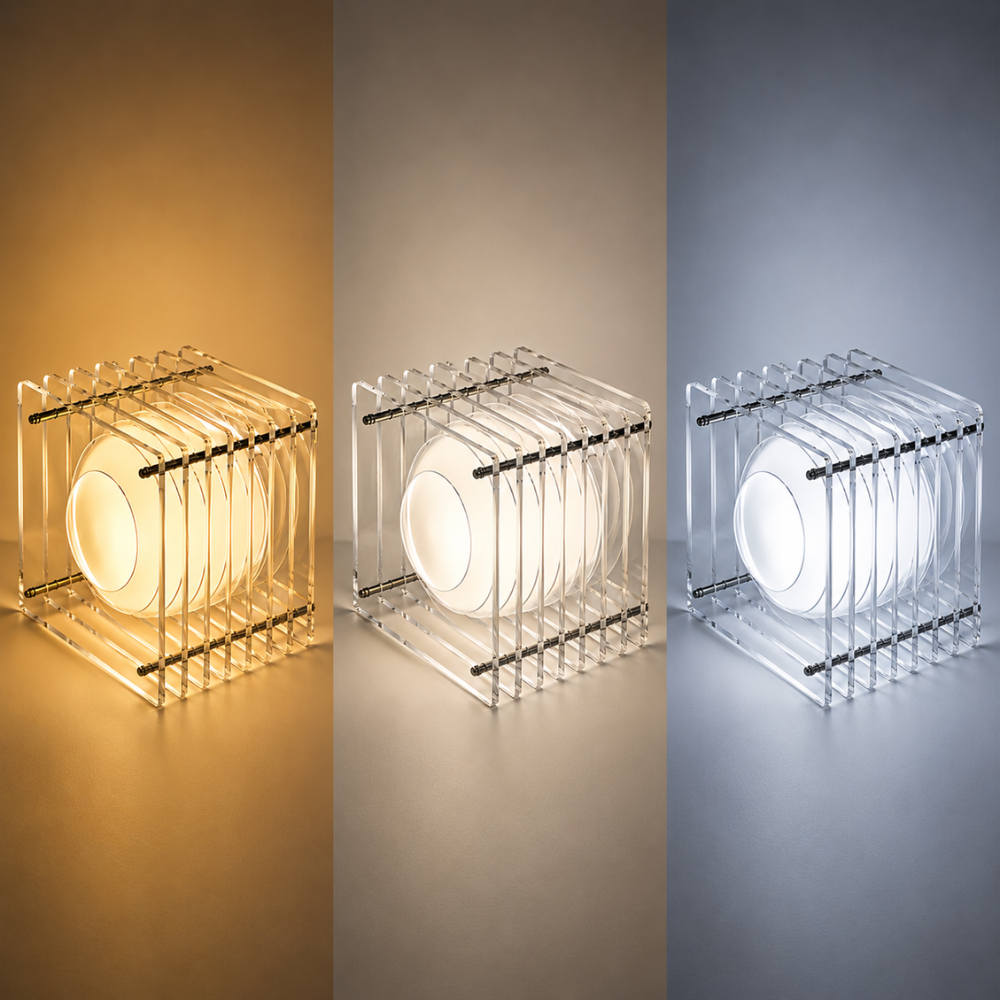 Lampa nastrojowa MoonCube z warstwowego akrylu