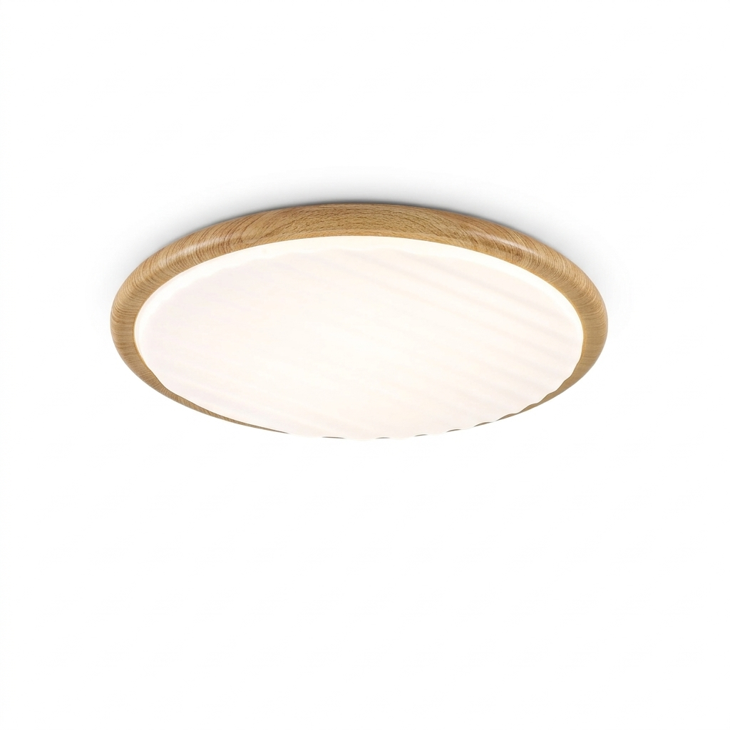 Okrągła drewniana lampa sufitowa LED