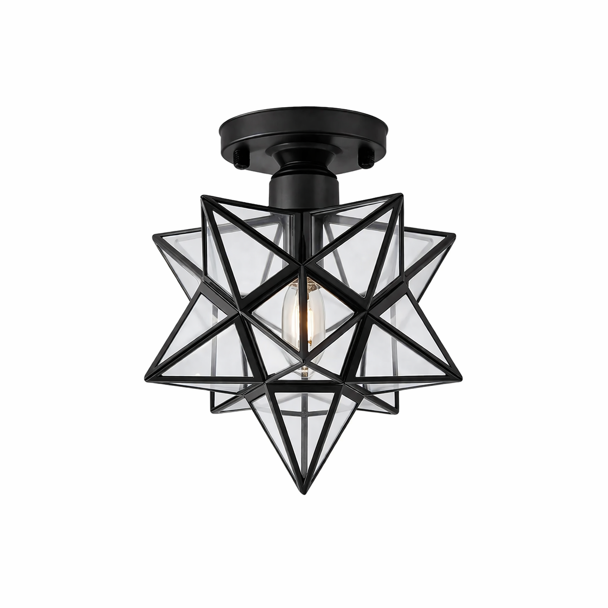 Nowoczesna lampa sufitowa z szkła i metalu