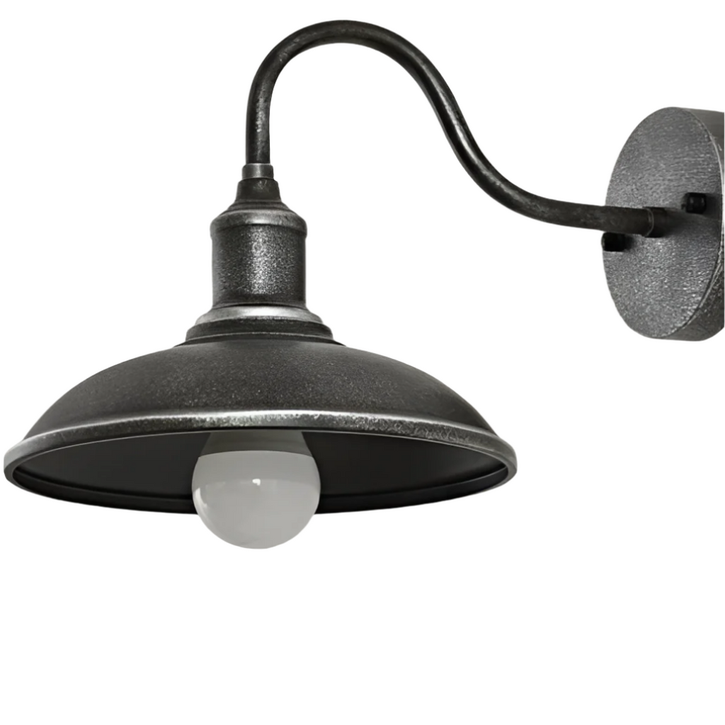 Nowoczesna lampa ścienna zewnętrzna w kształcie misy, styl industrialny
