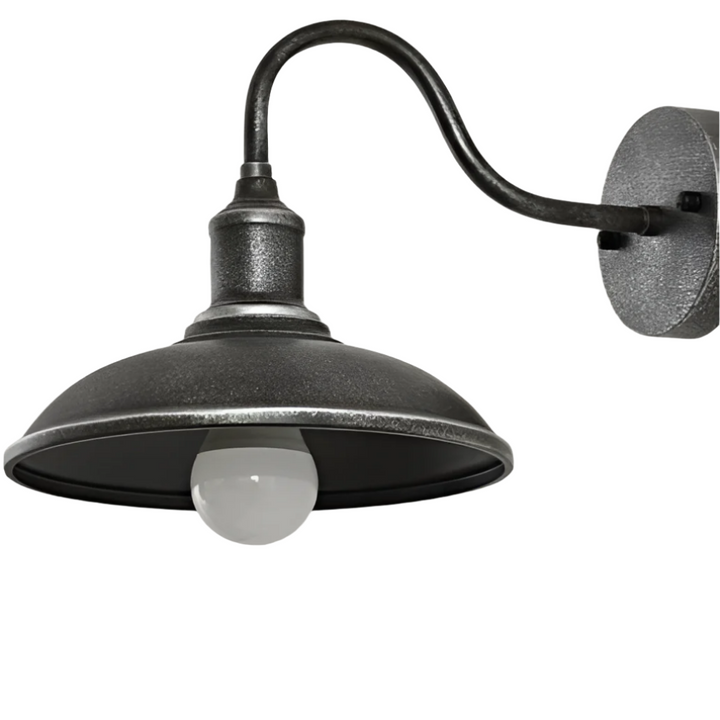 Nowoczesna lampa ścienna zewnętrzna w kształcie misy, styl industrialny