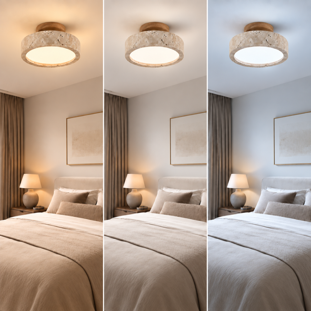 Lampa sufitowa LED z trawertynu Wabi Sabi