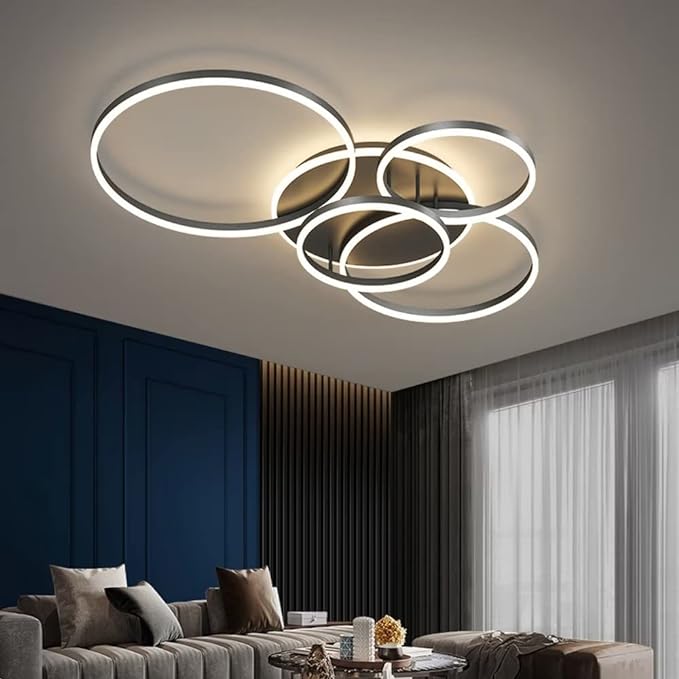 Lampa Sufitowa LED Czarna do Salonu