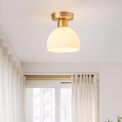 Lampa Sufitowa Szklana Biała LED