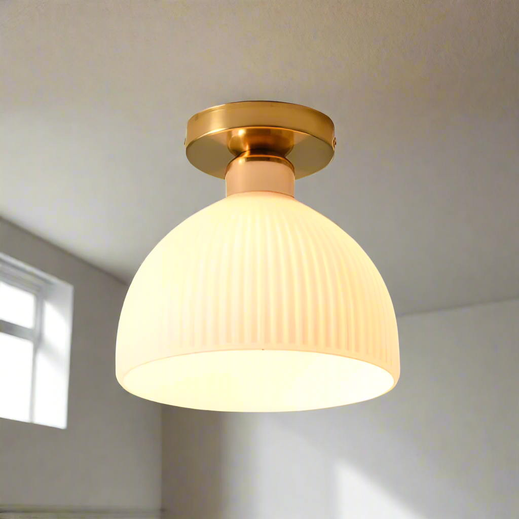 Lampa Sufitowa Szklana Biała LED