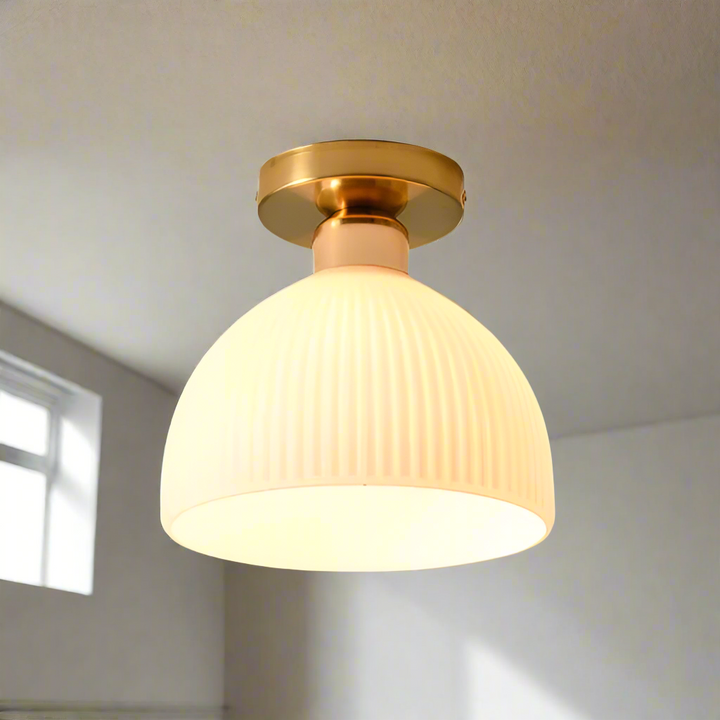 Lampa Sufitowa Szklana Biała LED