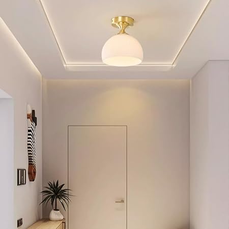 Lampa Sufitowa Szklana Biała LED
