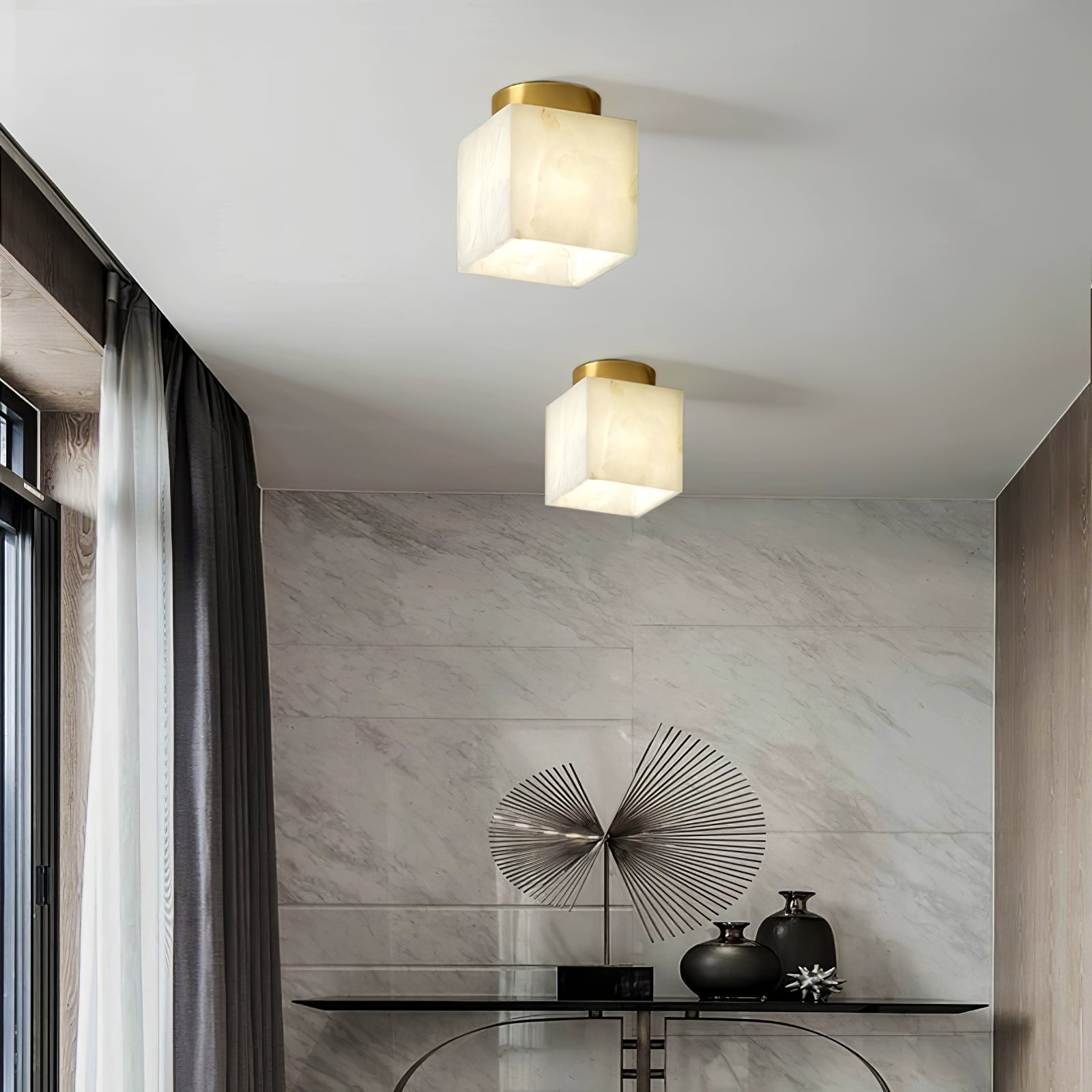 Księżycowa lampa sufitowa z alabastru