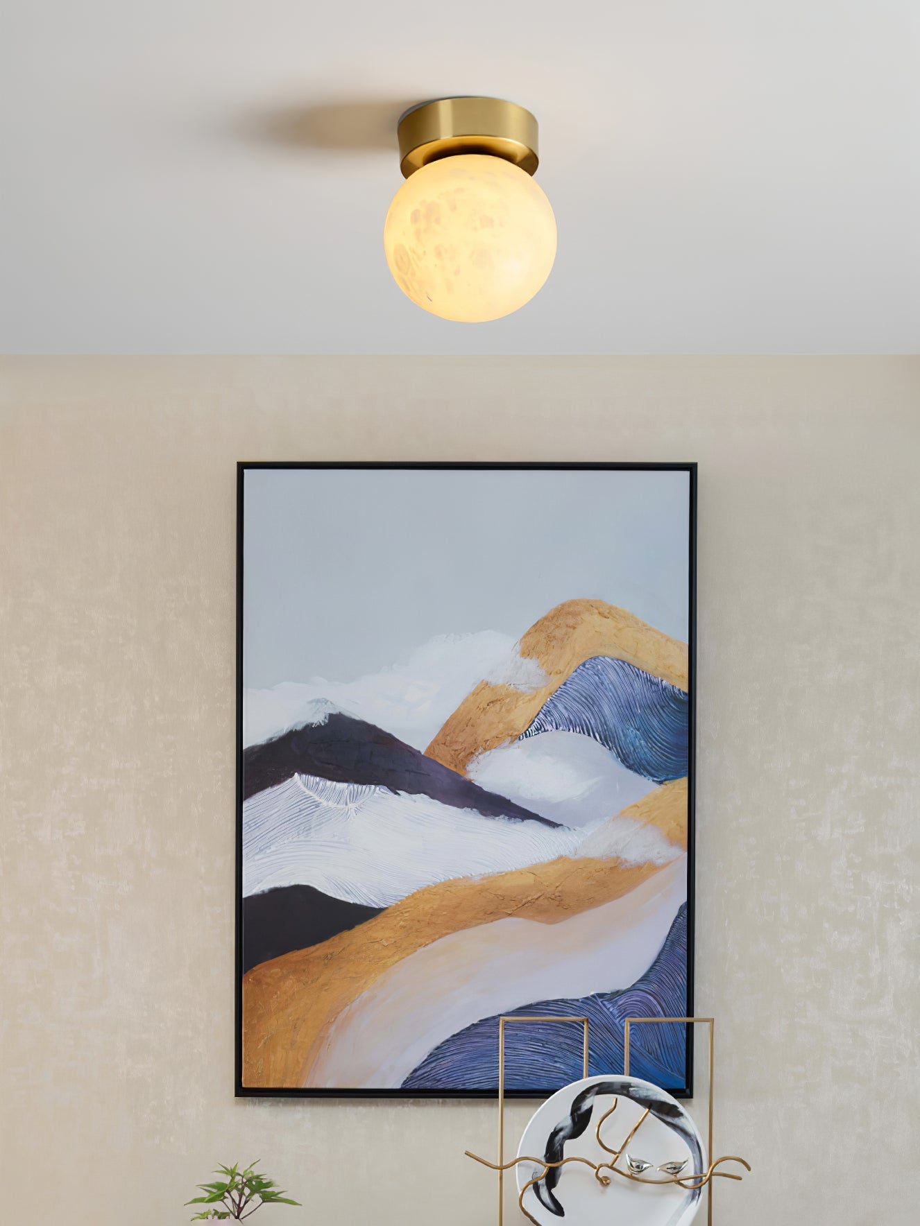 Księżycowa lampa sufitowa z alabastru