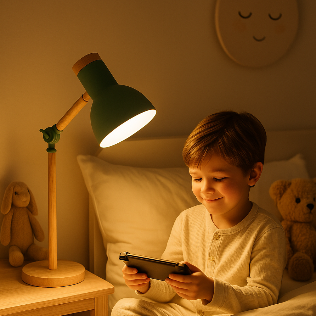 Lampa stołowa z drewnianym wykończeniem – styl nordycki