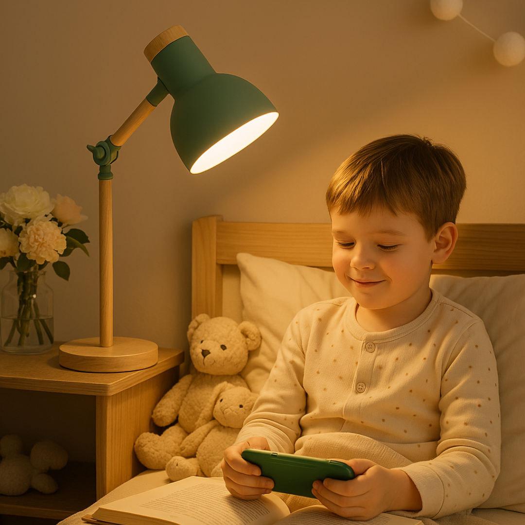 Lampa stołowa z drewnianym wykończeniem – styl nordycki