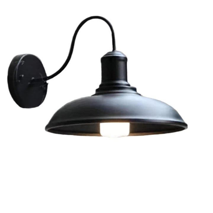 Nowoczesna lampa ścienna zewnętrzna w kształcie misy, styl industrialny