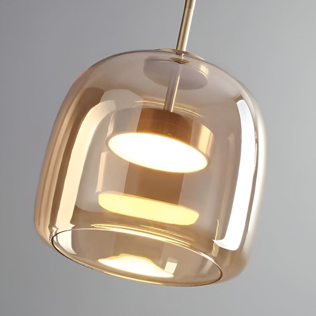 Nowoczesna lampa sufitowa z szklaną kloszem i LED, styl retro