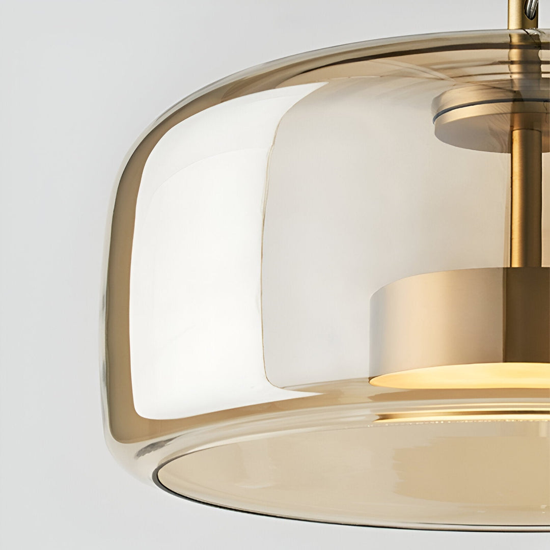Nowoczesna lampa sufitowa z szklaną kloszem i LED, styl retro