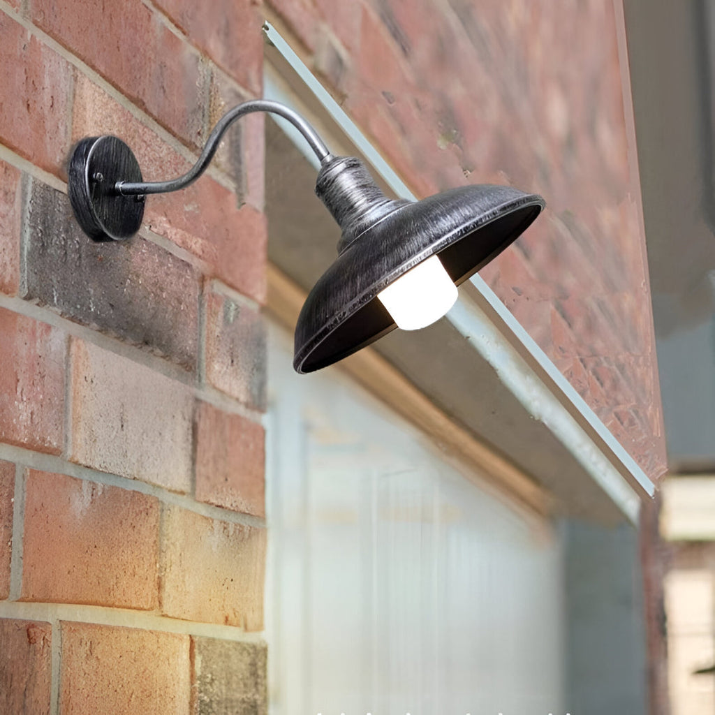 Nowoczesna lampa ścienna zewnętrzna w kształcie misy, styl industrialny