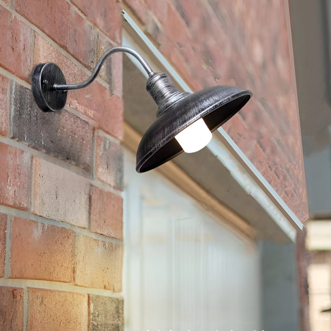 Nowoczesna lampa ścienna zewnętrzna w kształcie misy, styl industrialny