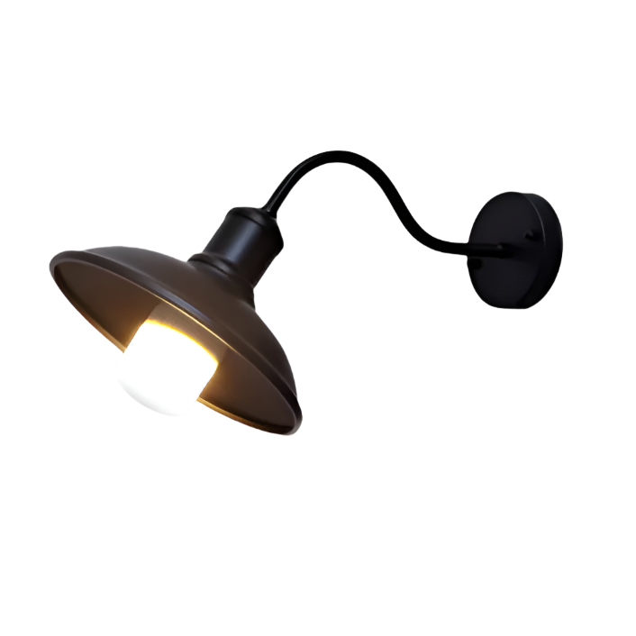 Nowoczesna lampa ścienna zewnętrzna w kształcie misy, styl industrialny