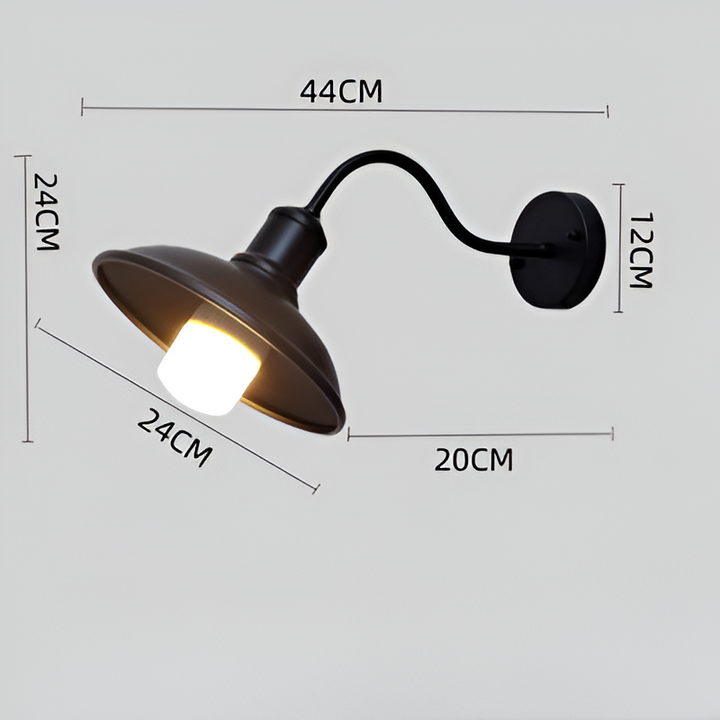 Nowoczesna lampa ścienna zewnętrzna w kształcie misy, styl industrialny