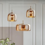 Nowoczesna lampa sufitowa z szklaną kloszem i LED, styl retro