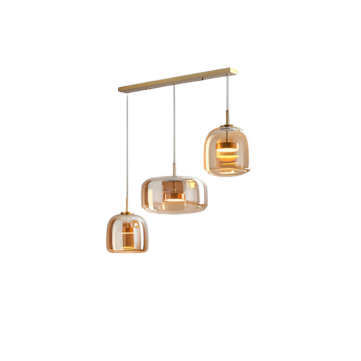 Nowoczesna lampa sufitowa z szklaną kloszem i LED, styl retro