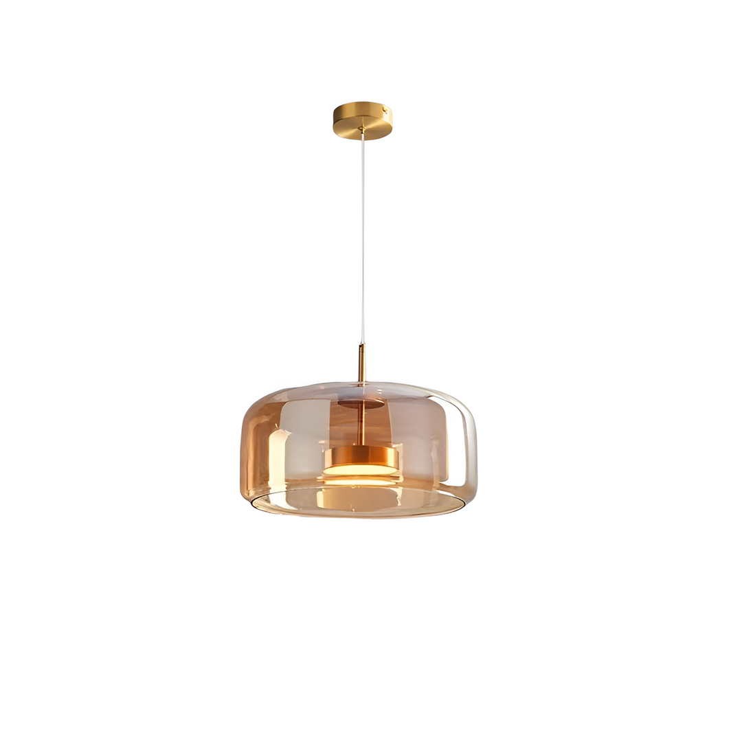 Nowoczesna lampa sufitowa z szklaną kloszem i LED, styl retro