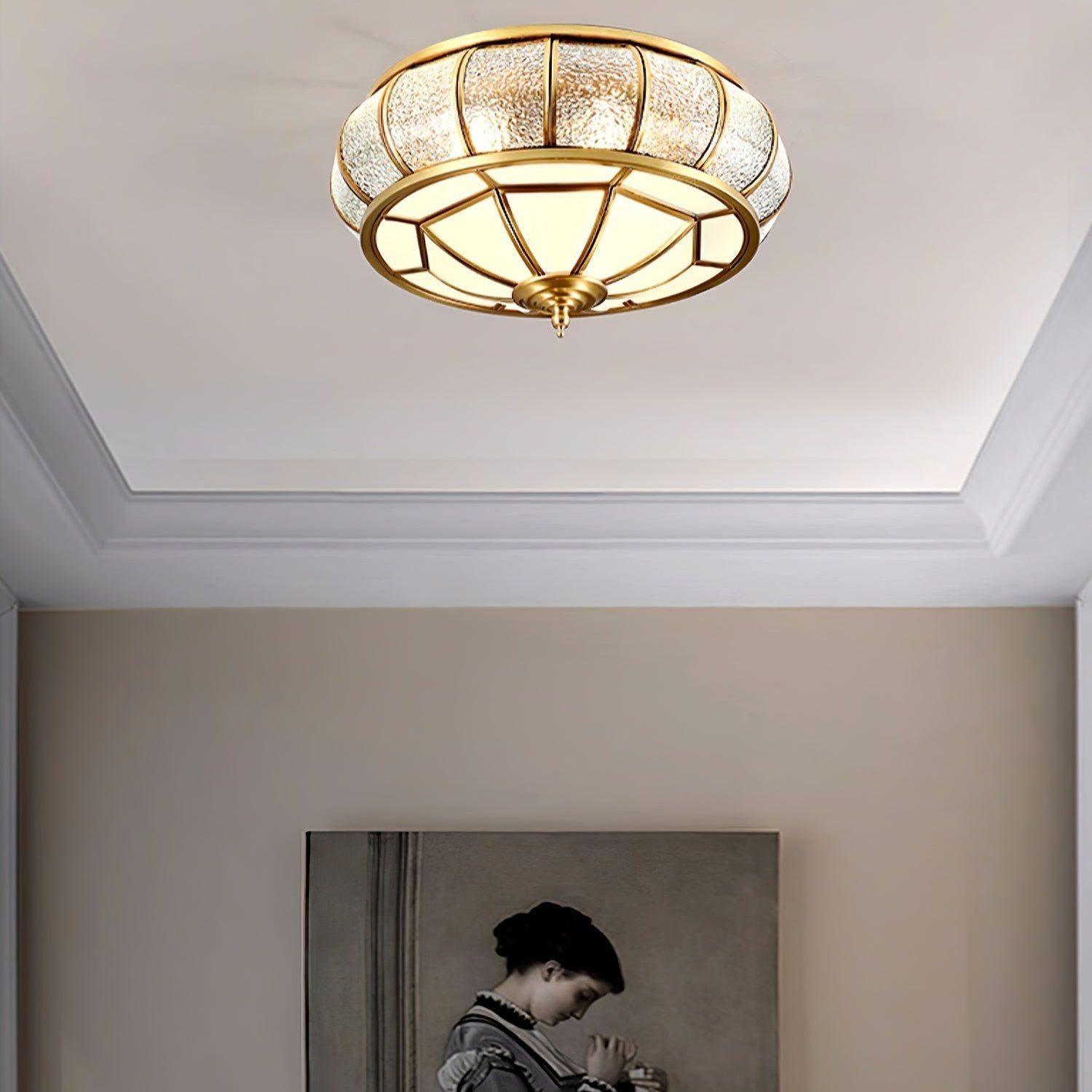 Lampa Sufitowa Szklana Teksturowana