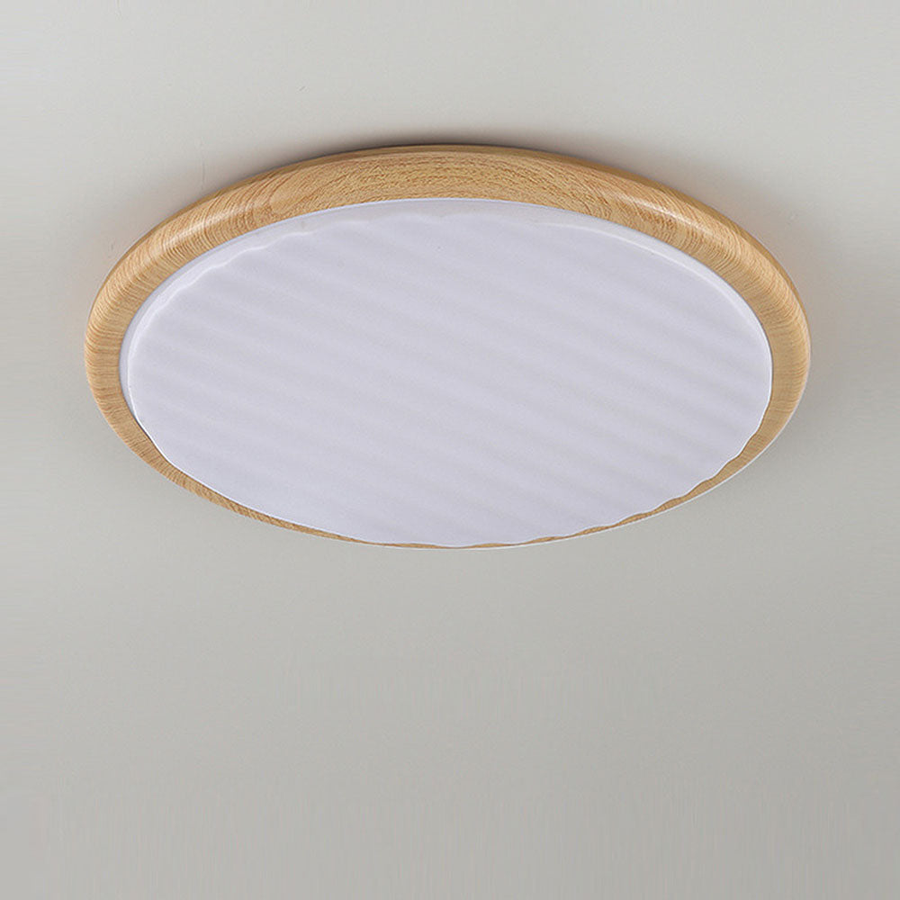 Okrągła drewniana lampa sufitowa LED