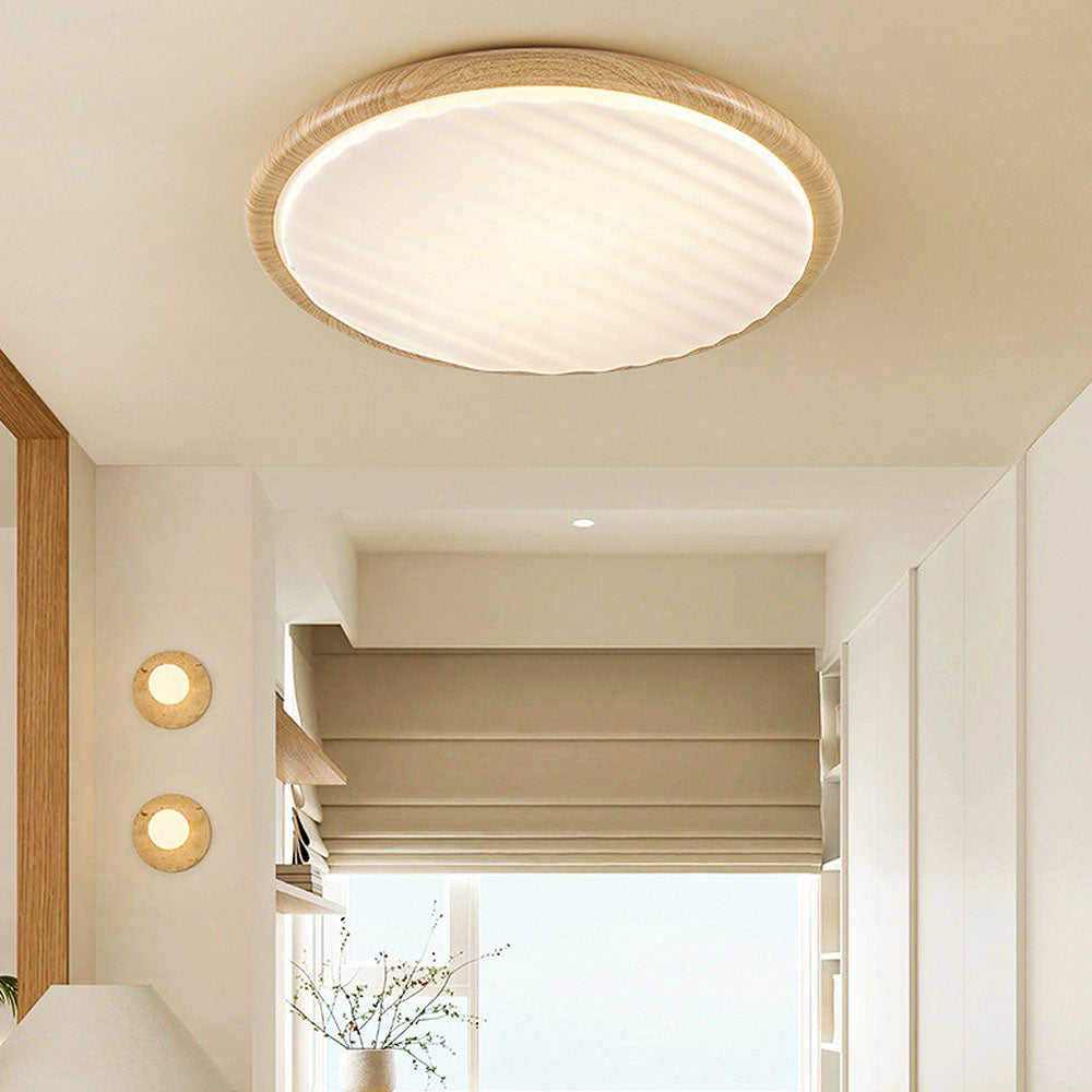 Okrągła drewniana lampa sufitowa LED