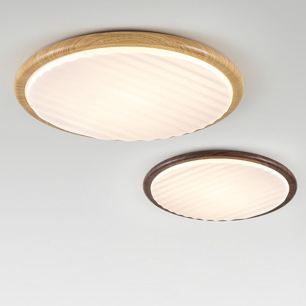 Okrągła drewniana lampa sufitowa LED
