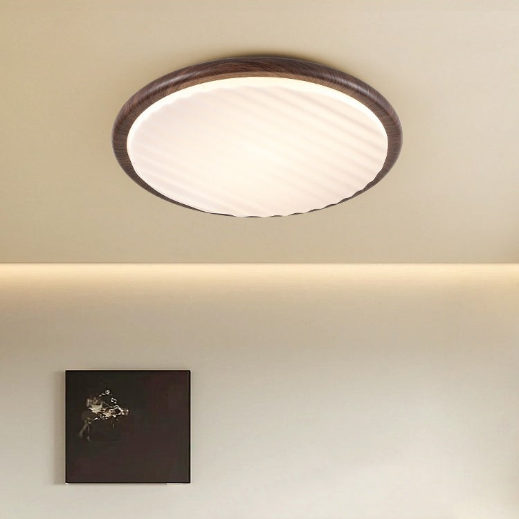 Okrągła drewniana lampa sufitowa LED
