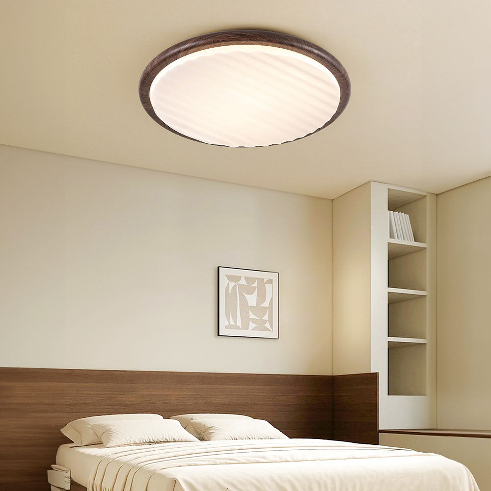 Okrągła drewniana lampa sufitowa LED
