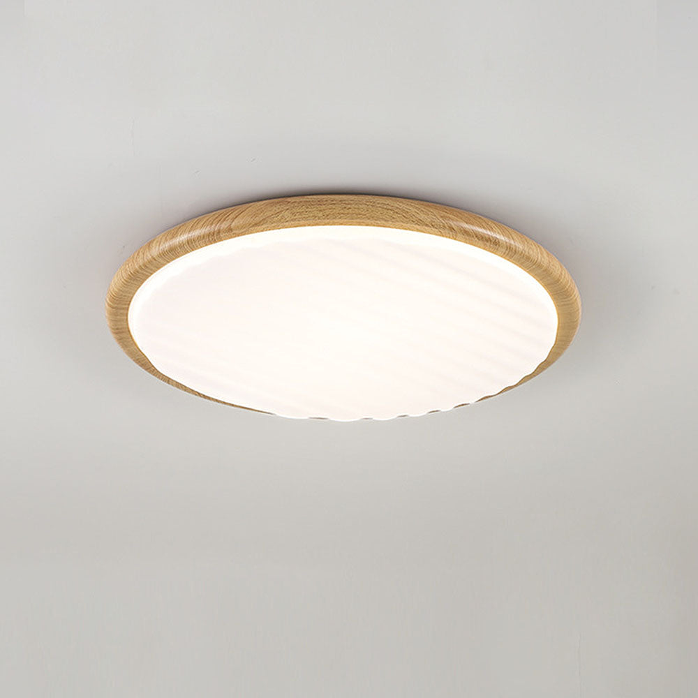 Okrągła drewniana lampa sufitowa LED