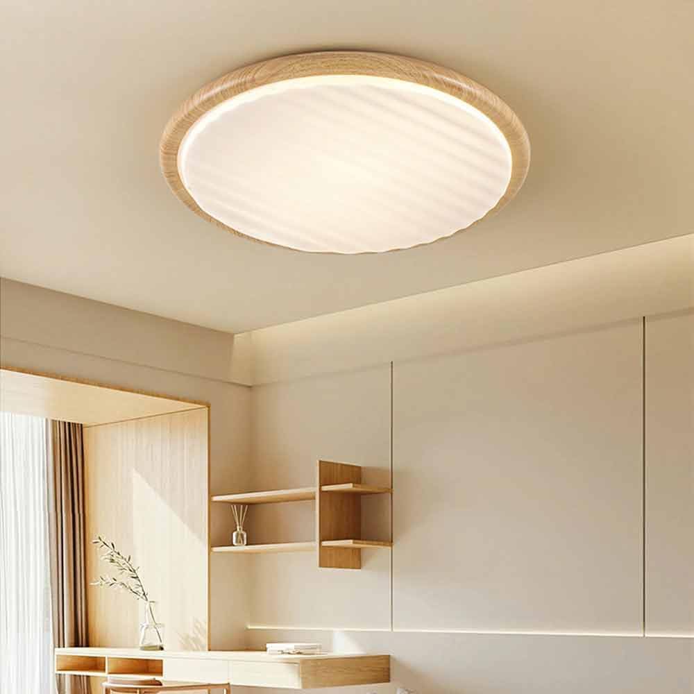 Okrągła drewniana lampa sufitowa LED