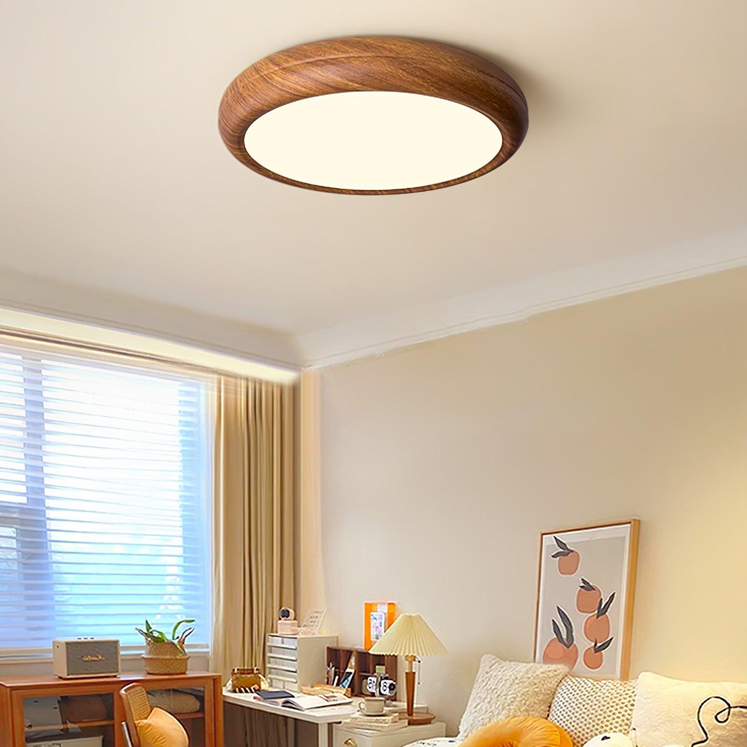 Lampa Sufitowa Drewniana Okrągła LED