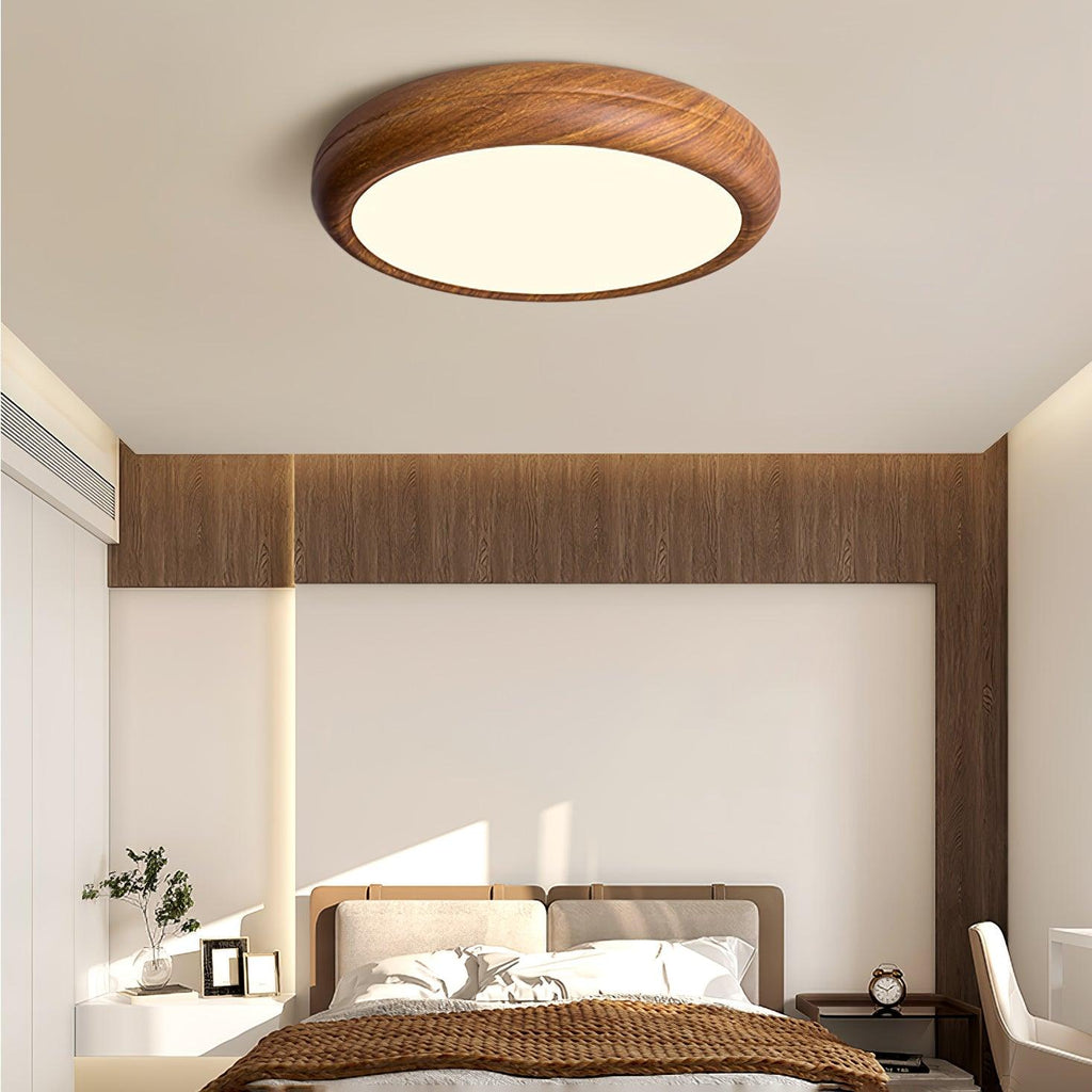 Lampa Sufitowa Drewniana Okrągła LED