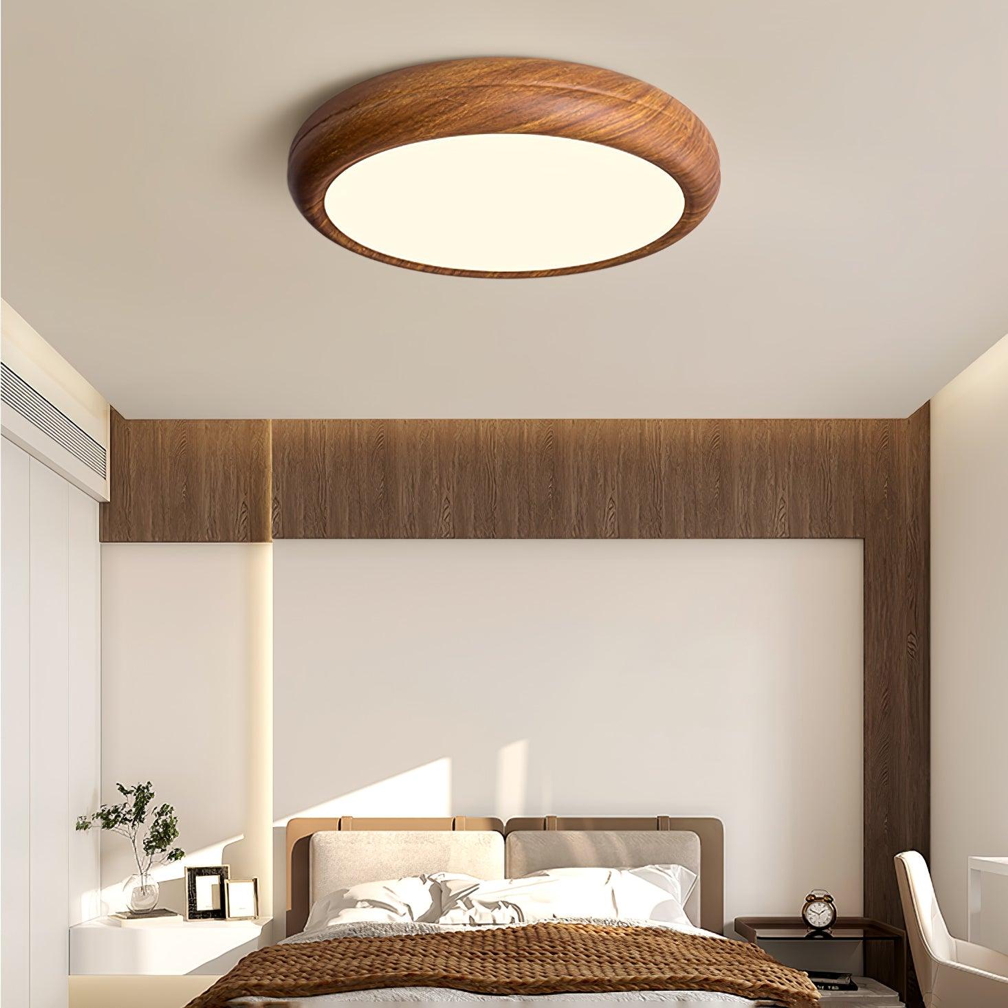Lampa Sufitowa Drewniana Okrągła LED