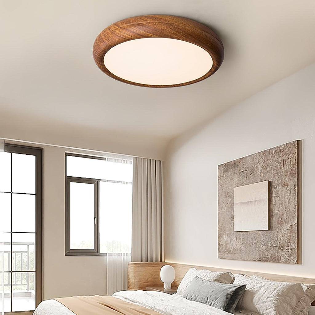 Lampa Sufitowa Drewniana Okrągła LED