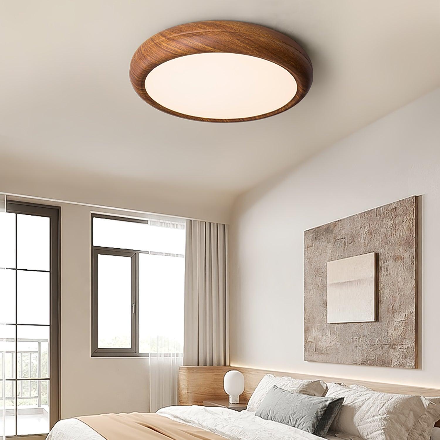 Lampa Sufitowa Drewniana Okrągła LED