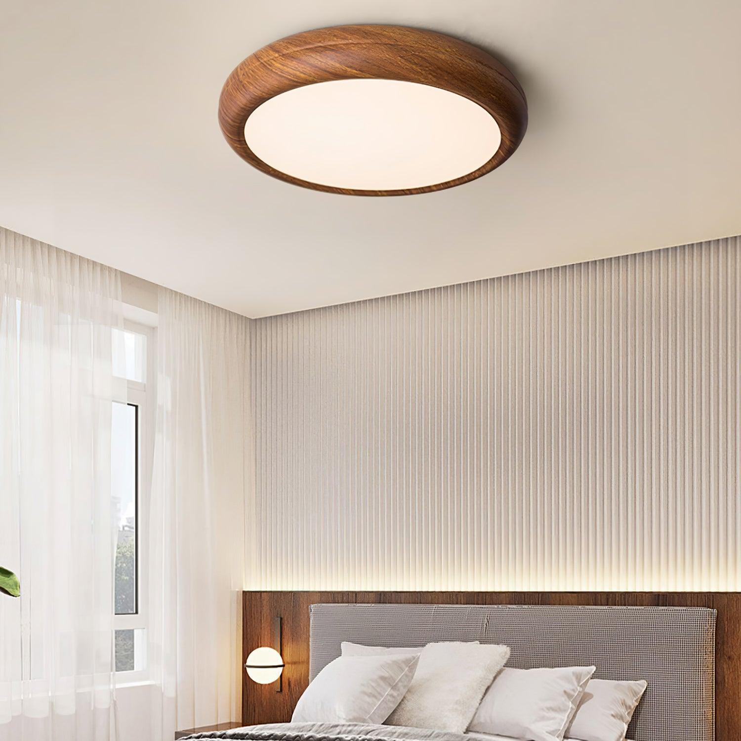 Lampa Sufitowa Drewniana Okrągła LED